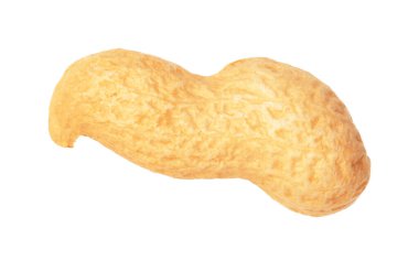 Taze soyulmamış bir fıstık beyazda izole edilmiş.