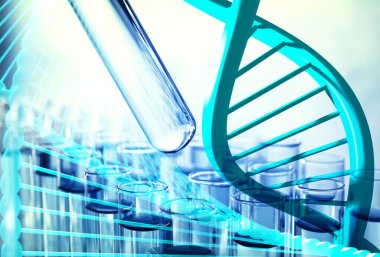 Örnekli DNA ve test tüpleri çizimleri, çifte maruz kalma