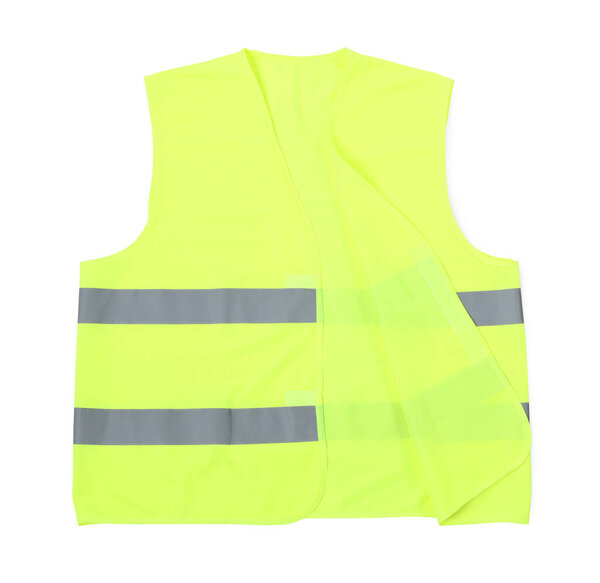 Reflective vest isolated on white. Safety equipment