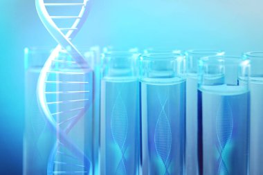 Örnekli DNA ve test tüpleri çizimleri, çifte maruz kalma