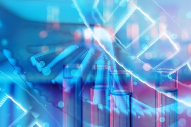 Örnekli DNA ve test tüpleri çizimleri, çifte maruz kalma