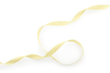 Güzel, açık sarı bir kurdele, beyaz manzarada izole edilmiş.