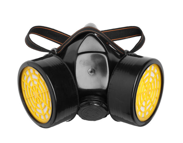 One half mask respirator isolated on white, top view