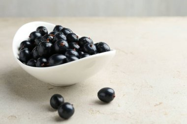 Işık masasında olgun siyah frenk üzümü. Metin için boşluk