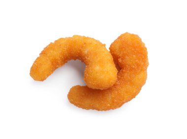 Lezzetli kızarmış karidesler beyaz, üst manzara