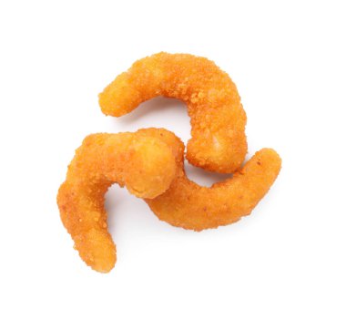 Lezzetli kızarmış karidesler beyaz, üst manzara