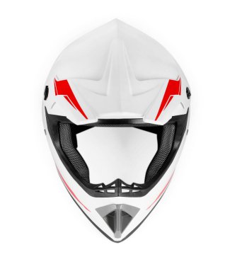 Yeni modern motosiklet kaskı beyaz üzerine izole edildi