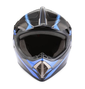 Modern motosiklet kaskı beyaz üzerine izole edilmiş güneşlik.