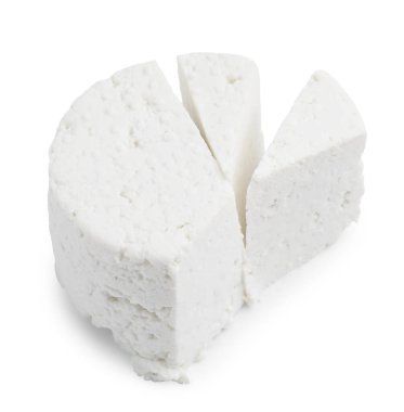 Taze ricotta (krem peynir) beyaz üzerine izole edilmiş