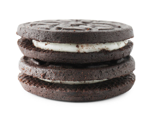 Два вкусных сэндвич-печенья изолированы на белом