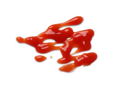 Beyaza izole edilmiş lezzetli ketçap. Domates sosu.