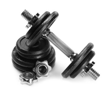 Halter ve beyaz halterin parçaları.