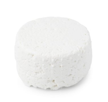 Taze ricotta (krem peynir) beyaz üzerine izole edilmiş