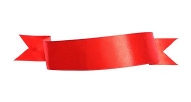 Beyaz manzaralı, güzel kırmızı kurdele. Metin için boşluk