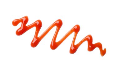 Lezzetli ketçap beyaza izole edilmiş, üst manzara. Domates sosu.