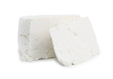 Taze ricotta (krem peynir) beyaz üzerine izole edilmiş