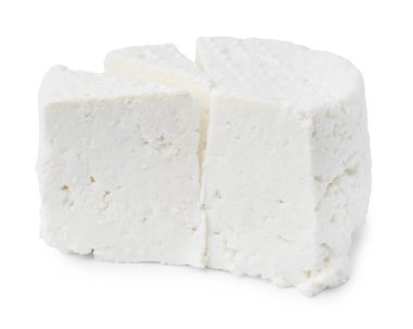 Taze ricotta (krem peynir) beyaz üzerine izole edilmiş