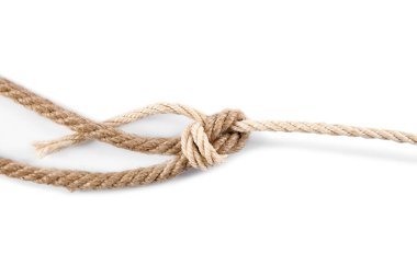 Düğümlü kenevir ipleri beyaza izole edilmiş