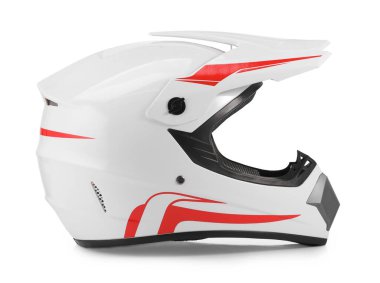 Beyaz üzerine izole edilmiş yeni şık motosiklet kaskı.