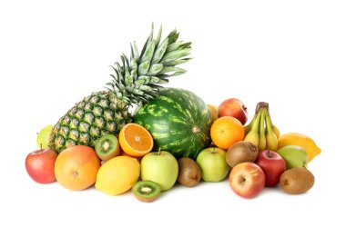 Birçok taze meyve beyaz üzerine izole edilmiştir.