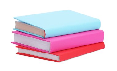Beyaza izole edilmiş renkli kitap yığını