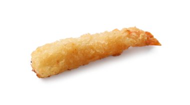 Beyazın üzerinde izole edilmiş lezzetli bir karides.