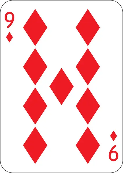 stock image 9 of diamonds. One playing card, illustration