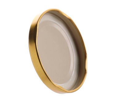 Bir altın kavanoz kapağı beyaza izole edilmiş.