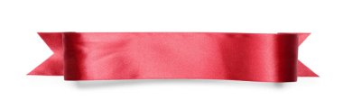Beyaz manzaralı, güzel kırmızı kurdele. Metin için boşluk