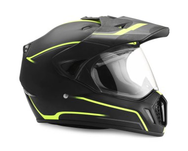 Modern motosiklet kaskı beyaz üzerine izole edilmiş güneşlik.