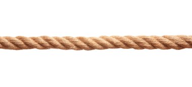 Bir kahverengi örgülü ip beyazda izole edilmiş.