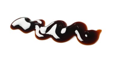 Beyaza izole edilmiş lezzetli balzamik sirke örneği.