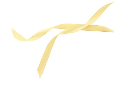 Güzel, açık sarı bir kurdele, beyaz manzarada izole edilmiş.