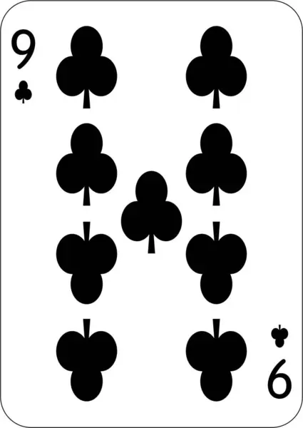 stock image 9 of clubs. One playing card, illustration