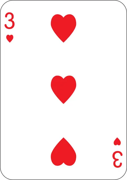 stock image 3 of hearts. One playing card, illustration