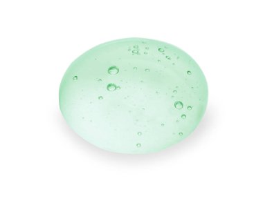Beyaz arkaplanda yeşil kozmetik yağı damlası