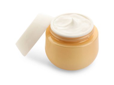 Yüz kremi kavanozu beyaza izole edilmiş.