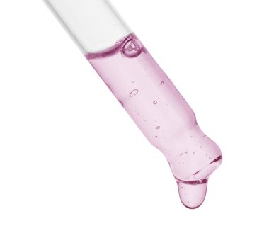 Beyaz arka planda pembe kozmetik yağlı damlatıcı