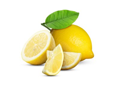 Taze olgun limon meyveleri beyaza izole edilmiş.