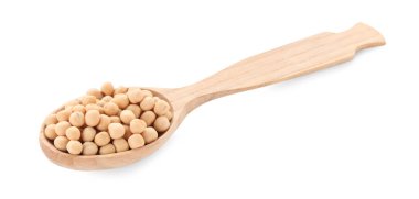 Kurumuş bezelyeli kaşık beyaz üzerine izole