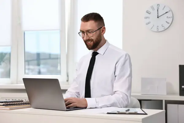 stock image Man with good posture working in office