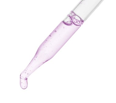 Beyaz arka planda pembe kozmetik yağlı damlatıcı