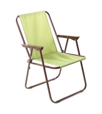 Bir katlanır sandalye beyaza izole edilmiş. Balıkçılık malzemeleri