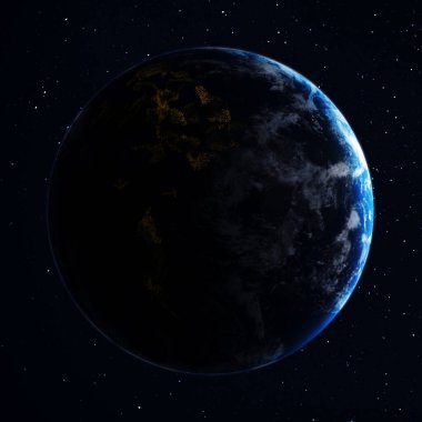 Dünya 'da gece gündüz uzayda. Görüntü ögeleri NASA tarafından desteklenmektedir