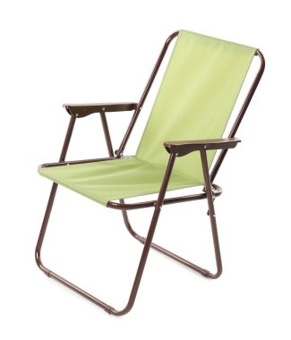 Bir katlanır sandalye beyaza izole edilmiş. Balıkçılık malzemeleri