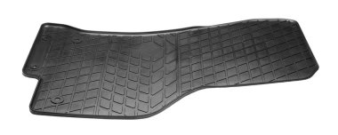 Bir siyah lastik araba paspası beyaza izole edilmiş.