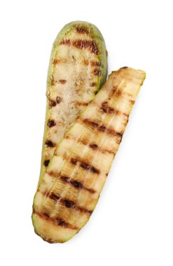Lezzetli ızgara kabak dilimleri beyaz, üst manzara