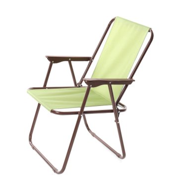 Bir katlanır sandalye beyaza izole edilmiş. Balıkçılık malzemeleri