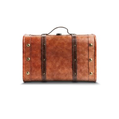 Beyaz arka planda tutacağı olan eski bavul