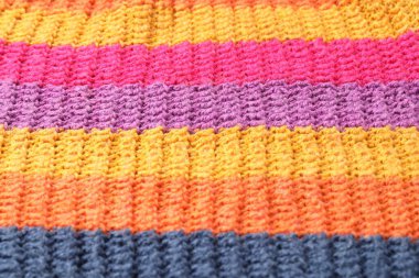 Arkaplan olarak renkli örgü kumaş dokusu, yakın plan